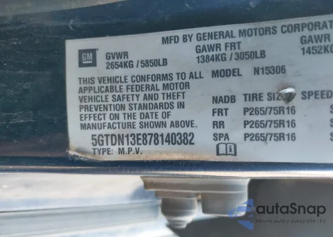 2007 Hummer H3 Suv из США, поврежденный, VIN 5GTDN13E878140382